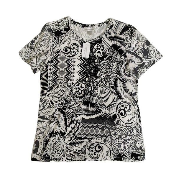 Christopher & Banks Tops - Christopher & banks Scoop neck White black tshirt top womens s small new